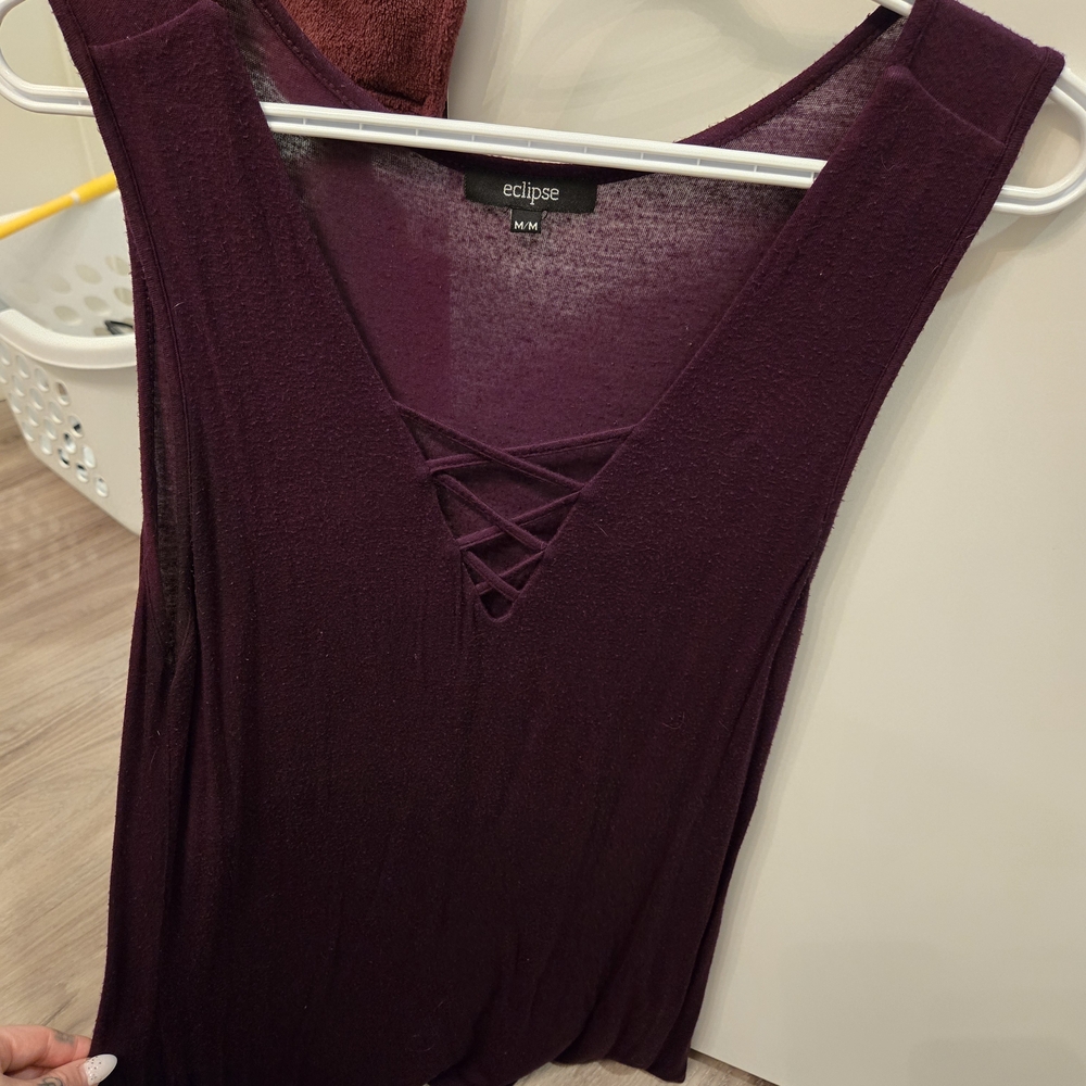 Eclipse Red Sleeveless Tie Front Tank Top
